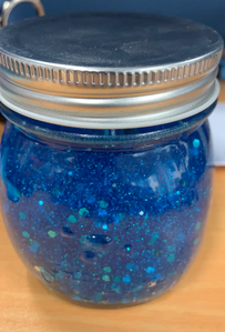 Homemade Blue Glitter Mindful Jar